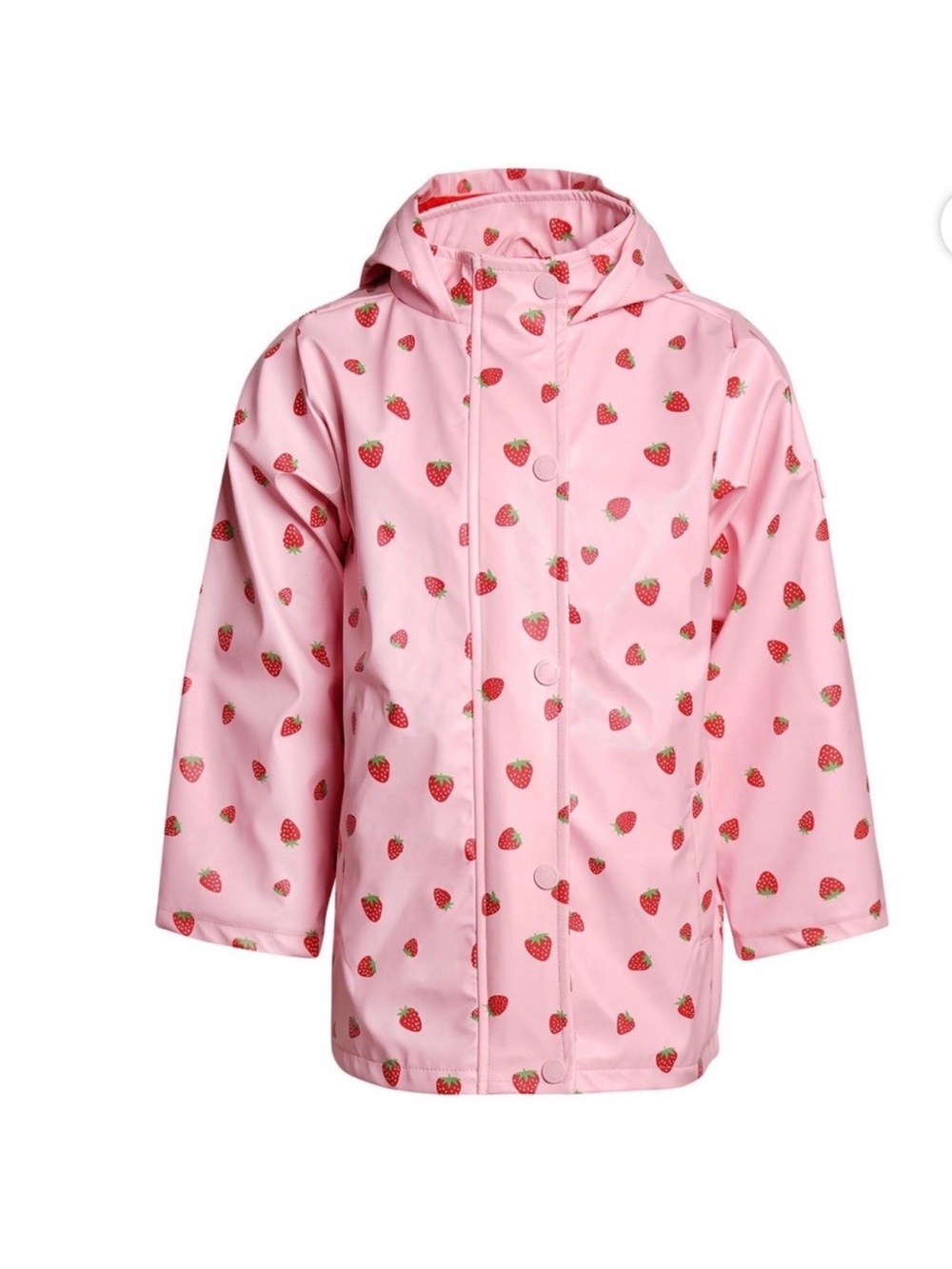 Hunter Pink Strawberry-Print Hooded Raincoat